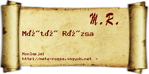 Máté Rózsa névjegykártya